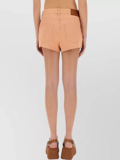 Chloé Cotton Shorts With Front And Back Pockets In Brown