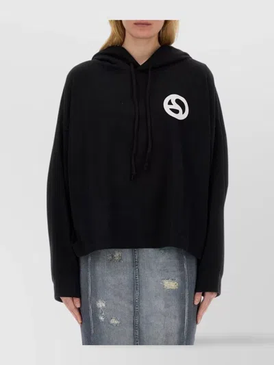 Acne Studios Cozy Knitwear Hoodie Long Sleeves In Black