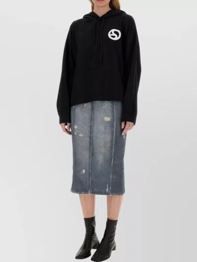 Acne Studios Cozy Knitwear Hoodie Long Sleeves In Black