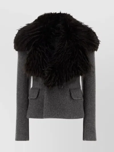 Dsquared2 Dsquared Grey Mohair And Wool Uptown Twiggy Blazer In Black