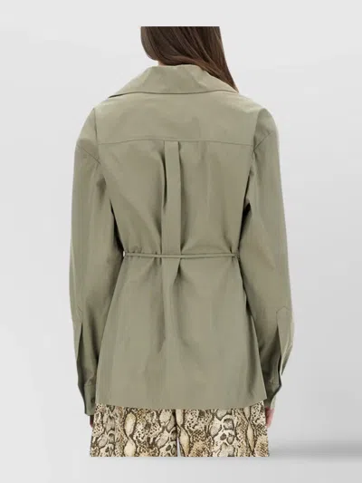 Dries Van Noten Modern Wrap Shirt Large Collar In Green