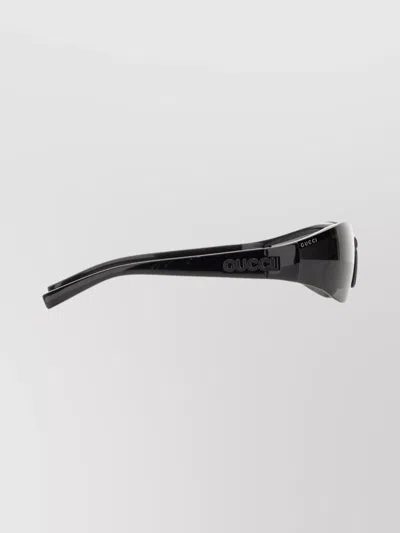Gucci Curved Temple Wraparound Sunglasses In Gray