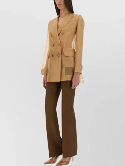 Max Mara Sheer Fabric Jacket Button Cuffs In Brown