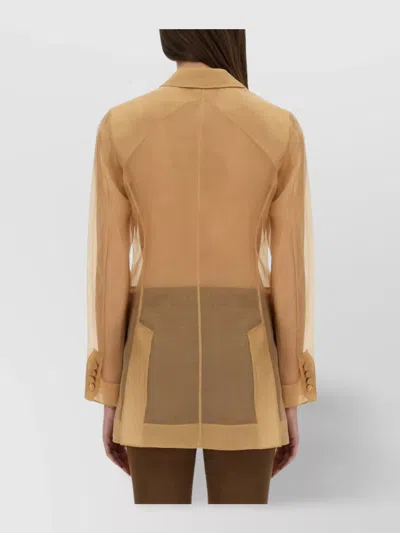 Max Mara Sheer Fabric Jacket Button Cuffs In Brown