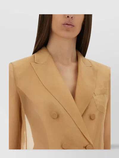 Max Mara Sheer Fabric Jacket Button Cuffs In Brown