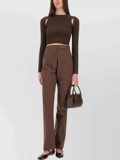 Max Mara Straight Fit Trousers Featuring Pockets In Brown