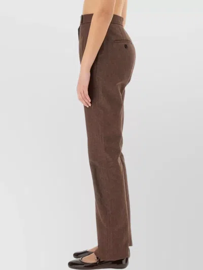 Max Mara Straight Fit Trousers Featuring Pockets In Brown