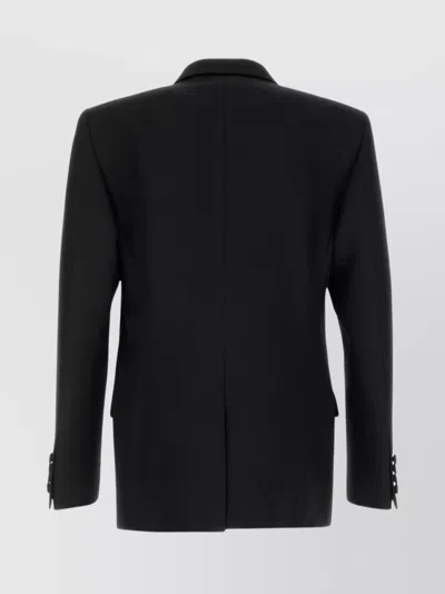 Valentino Tailored Double-breasted Polyester Blend Jacket In Black