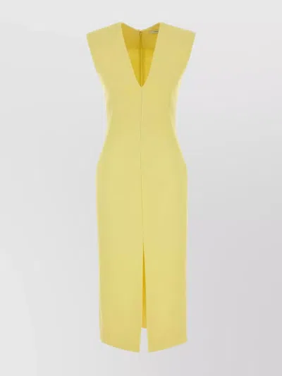Givenchy Midi Dress With Front Slit And V-neckline In Yellow