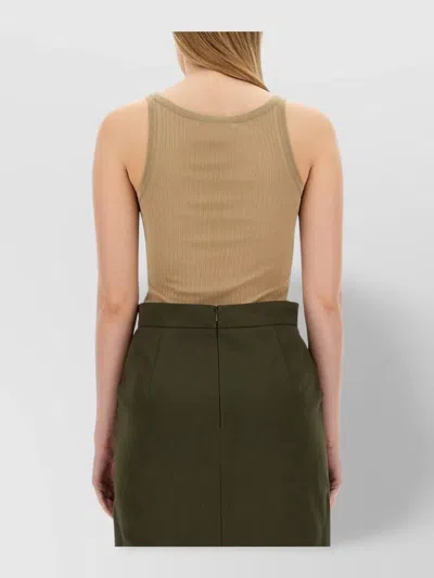 Max Mara Sleeveless Ribbed Scoop Neck Tank Top In Brown