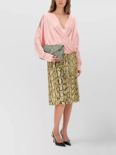 Dries Van Noten Wrap Front Long Sleeve Relaxed Top In Pink