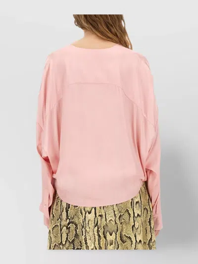Dries Van Noten Wrap Front Long Sleeve Relaxed Top In Pink