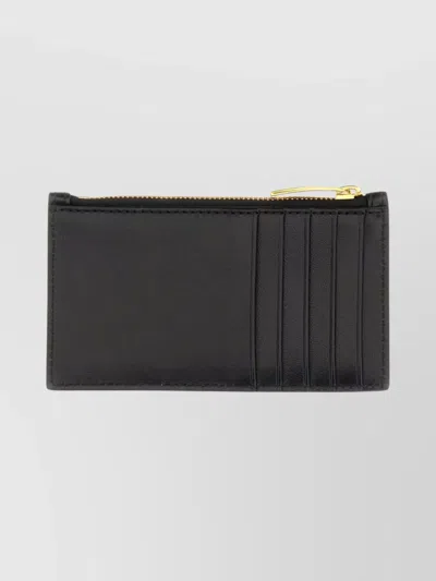 Bottega Veneta Compact Rectangular Zippered Card Holder In Black