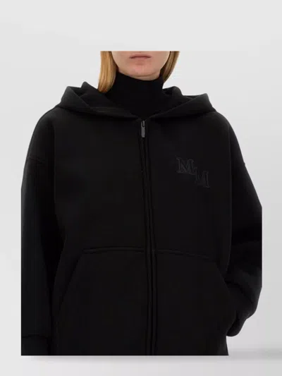 Max Mara Hooded Jacket With Front Pockets And Long Sleeves In Black