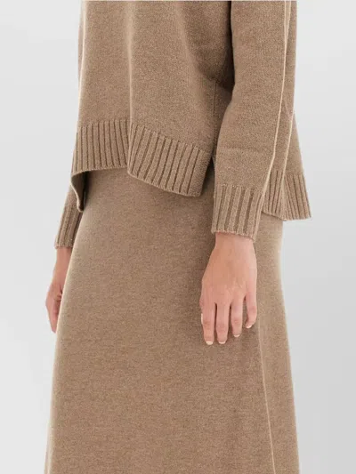 Max Mara Long Sleeve Turtleneck Knit Top In Brown