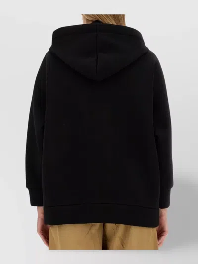 Max Mara Hooded Jacket With Front Pockets And Long Sleeves In Black