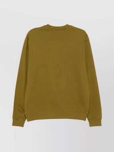 Msgm Crew Neck Ribbed Cuff Knit Sweatshirt In Brown