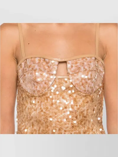 David Koma Midi Sequin Dress Featuring Shoulder Straps In Brown