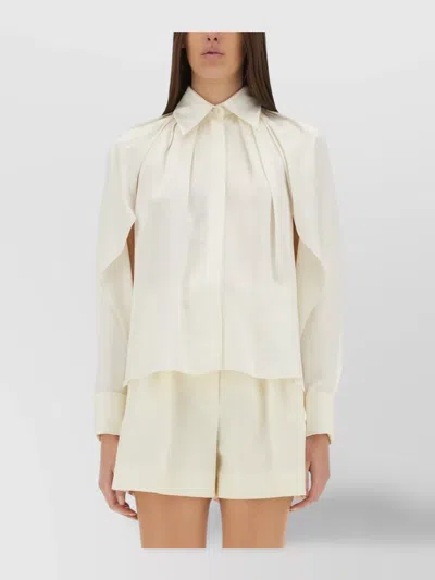 Max Mara Willow Long Sleeve Pleated Shirt In White