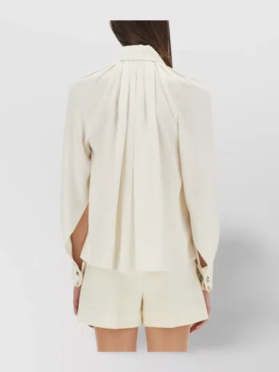 Max Mara Willow Long Sleeve Pleated Shirt In White