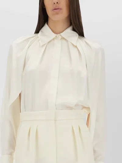 Max Mara Willow Long Sleeve Pleated Shirt In White