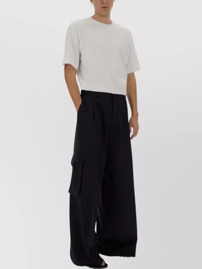 Dries Van Noten Utility Wide-leg Trousers Featuring Pockets In Black