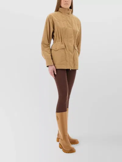 Moncler Regular Fit Long Sleeve Jacket In Brown