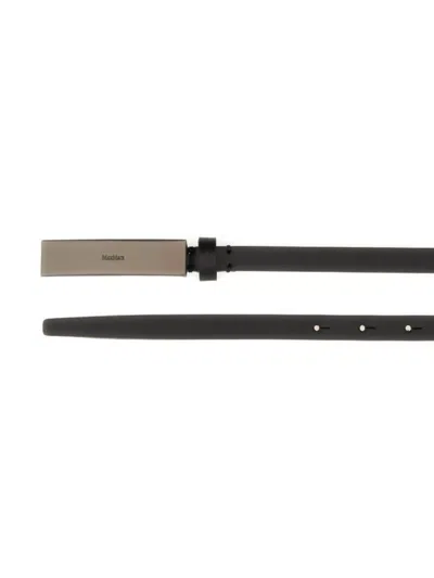 Max Mara Adjustable Length Newplate 15 Belt In Black