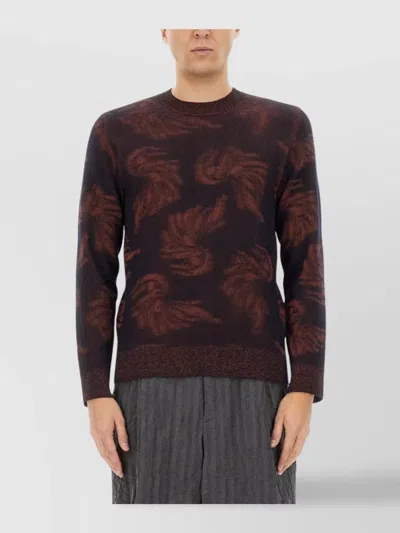 Dries Van Noten Abstract Patterned Crew Neck Knitwear In Brown