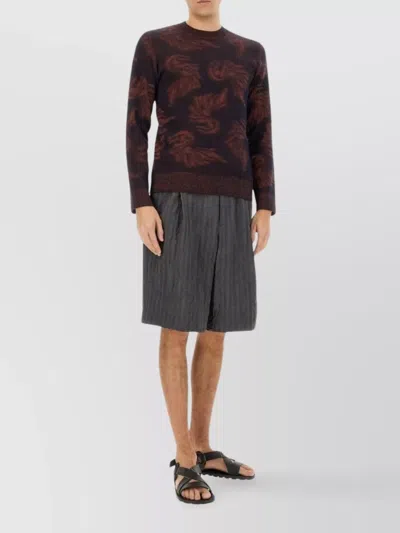 Dries Van Noten Abstract Patterned Crew Neck Knitwear In Brown
