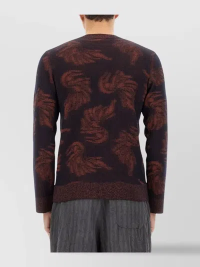 Dries Van Noten Abstract Patterned Crew Neck Knitwear In Brown