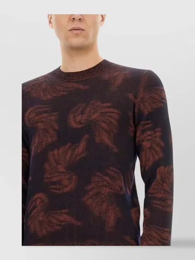 Dries Van Noten Abstract Patterned Crew Neck Knitwear In Brown