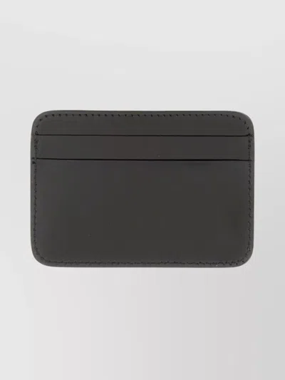 Acne Studios Compact Leather Card Holder With Stitch Detail In Black