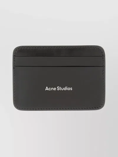 Acne Studios Compact Leather Card Holder With Stitch Detail In Black
