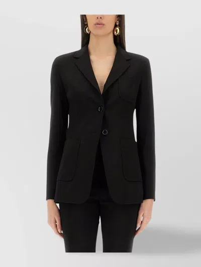 Max Mara Slim Fit Jacket Notched Lapels In Black