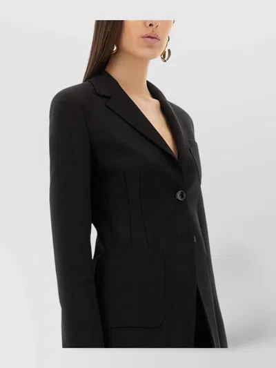 Max Mara Slim Fit Jacket Notched Lapels In Black
