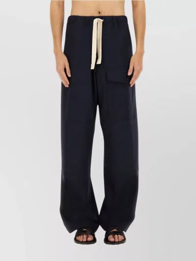 Dries Van Noten Wide Leg Cotton Trousers And Pockets In Black