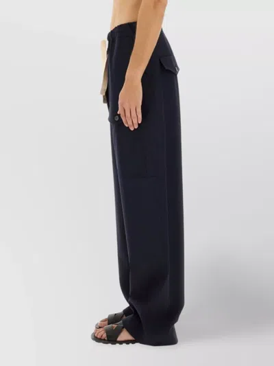 Dries Van Noten Wide Leg Cotton Trousers And Pockets In Black