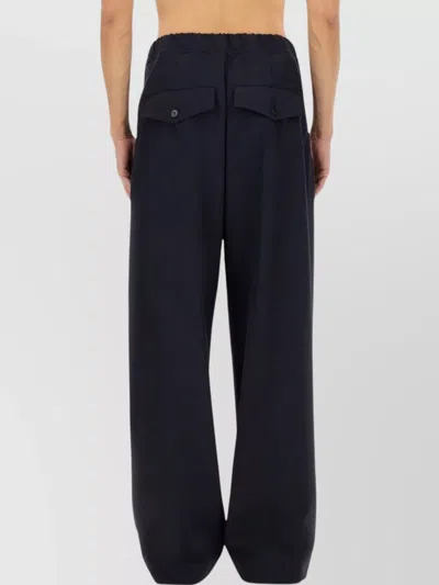 Dries Van Noten Wide Leg Cotton Trousers And Pockets In Black