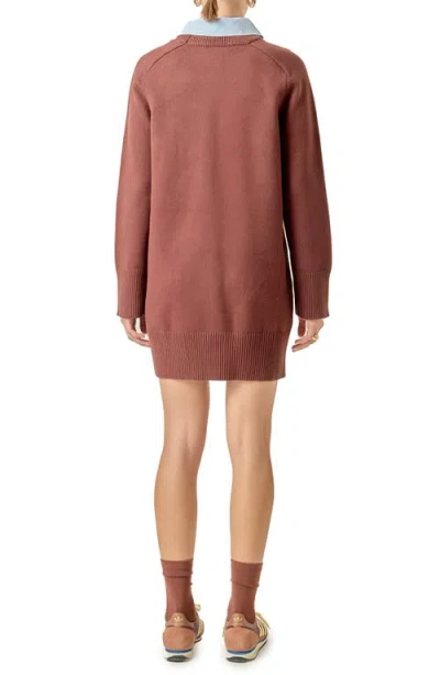 English Factory Crew Sweater Dress In Brown