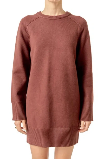 English Factory Crew Sweater Dress In Brown