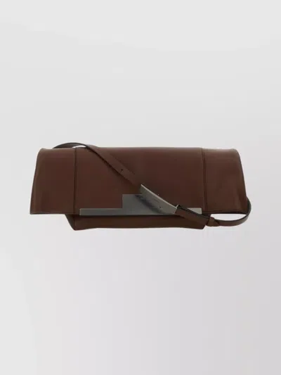 Max Mara Medium Rectangular Shoulder Bag With Metal Hardware In Brown