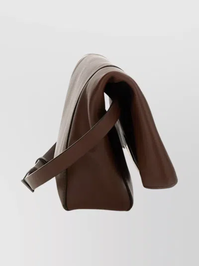 Max Mara Medium Rectangular Shoulder Bag With Metal Hardware In Brown