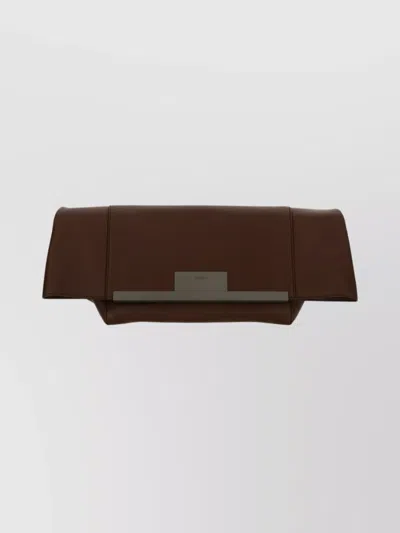 Max Mara Medium Rectangular Shoulder Bag With Metal Hardware In Brown