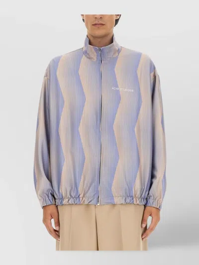 Acne Studios Logo Jacket With Relaxed Fit And High Collar In Purple