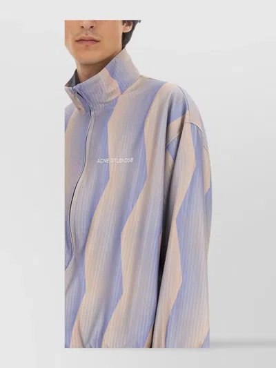 Acne Studios Logo Jacket With Relaxed Fit And High Collar In Purple