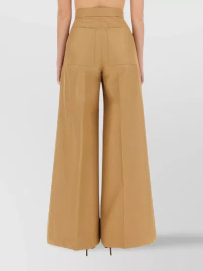 Max Mara High Waist Wide Leg Trousers With Pockets In Brown
