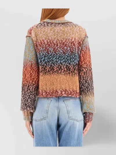 Acne Studios Cropped Long Sleeve Wool Jersey Top In Multi