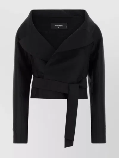 Dsquared2 Tailored Wool Blend Opera Style Blazer In Black