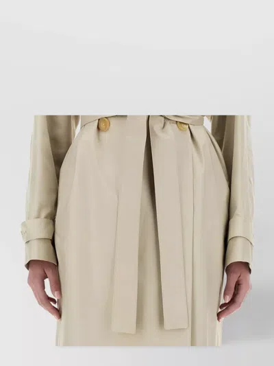 Max Mara Long Trench Coat Belted Waist In White
